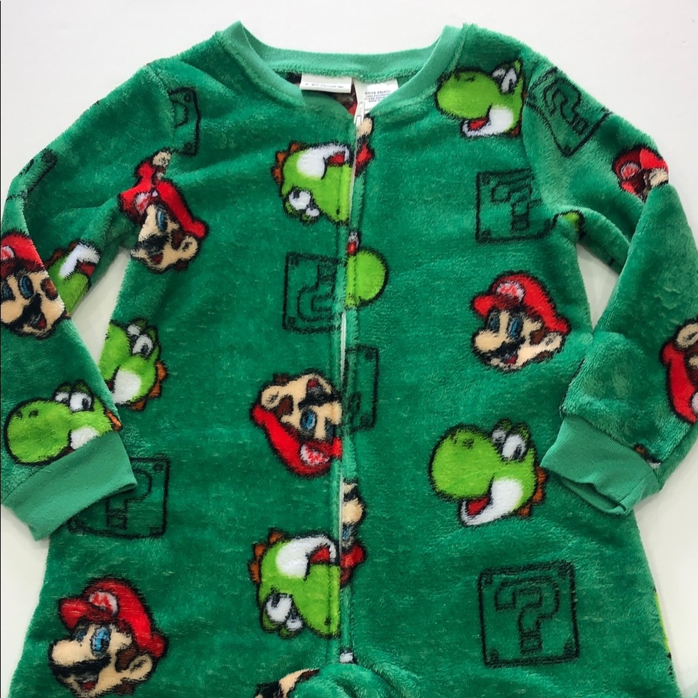 Nintendo Super Mario Boys Fleece Onesie Pajamas | Size XS (4–5 Years) | Green